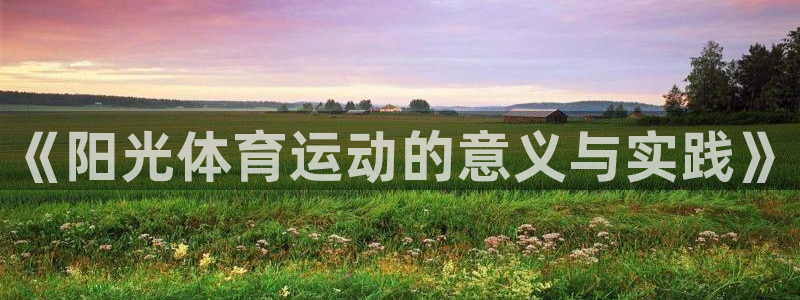 bbin视讯游戏官网：《阳光体育运动的意义与实践》